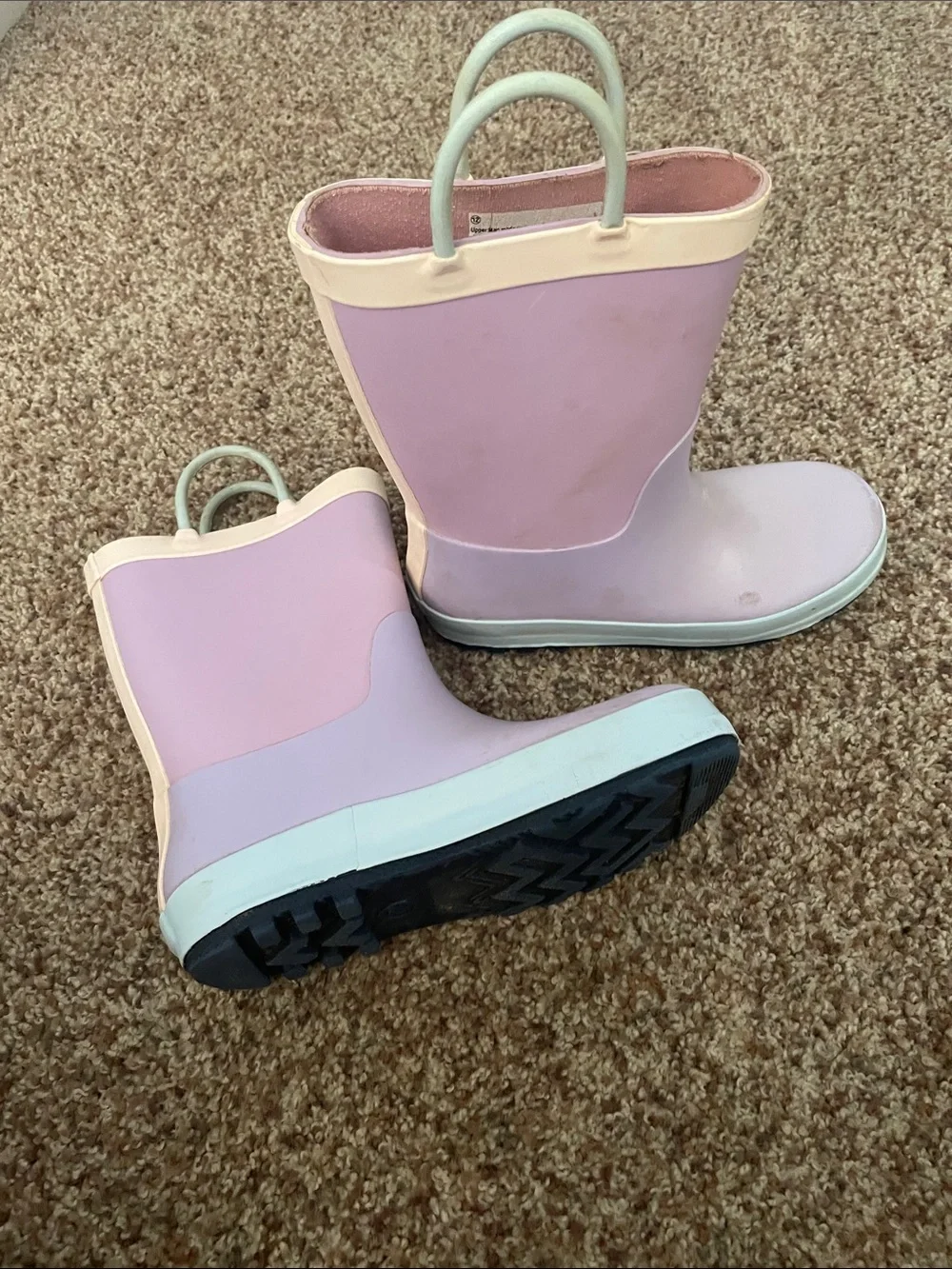 Target Kids Pink Rain Boots with Pull Handles size 12